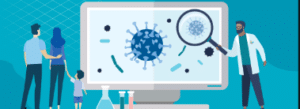 Experts checking the disease with magnifier IGG IGA IGM Antibody Test Immunoglobulins